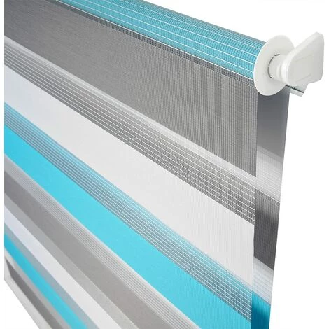 WOLTU 1 Pièce Store Enrouleur Double. Fixation Rapide Sans Perçage. Isolant Thermique.45x150cm.Blanc+Gris+Turquoise DR5619m1 6 WOLTU 1 Pièce Store Enrouleur Double. Fixation Rapide Sans Perçage. Isolant Thermique.45x150cm.Blanc+Gris+Turquoise DR5619m1 – Image 4
