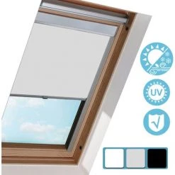 EINFEBEN Store Occultant Pour Velux S08, Store De Lucarne 100% Occultant, Store De Lucarne Opaque, Gris 50.7*77.4cm