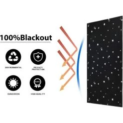 Store Occultant Pour Fenêtres Et Puits De Lumière, Store Enrouleur Sans Perçage, Store Occultant Avec Ventouses, Protection Solaire Et Thermique, Pour Bureau, Bureau, Vitres De Voiture, Noir + étoiles, 76 Cm * 115 Cm LangRay -Promos Store Boutique 63738020 3