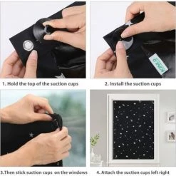 Rideau Occultant Pour Fenêtres Et Puits De Lumière, Store Enrouleur Sans Perçage, Rideau Occultant Avec Ventouses, Protection Solaire Et Thermique, Pour Bureau, Bureau, Vitres De Voiture, Noir + Étoiles, 96cm * 120cm LangRay 10 Rideau Occultant Pour Fenêtres Et Puits De Lumière, Store Enrouleur Sans Perçage, Rideau Occultant Avec Ventouses, Protection Solaire Et Thermique, Pour Bureau, Bureau, Vitres De Voiture, Noir + Étoiles, 96cm * 120cm LangRay -Promos Store Boutique 63738052 4