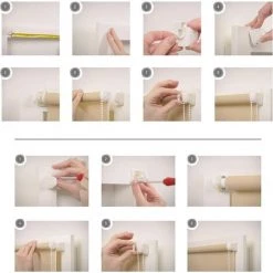 RHAFAYRE Store Enrouleur Occultant Sans Perçage - (Largeur Du Tissu-4cm ) - Avec Revêtement Argenté Isolation Thermique Avec Les Accessoires-Blanc-35cm*160cm -Promos Store Boutique 63750862 5