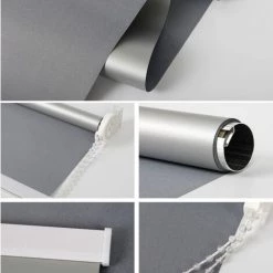 RHAFAYRE Store Enrouleur Occultant Sans Perçage - (Largeur Du Tissu-4cm ) - Avec Revêtement Argenté Isolation Thermique Avec Les Accessoires-Gris-35cm*160cm -Promos Store Boutique 63750957 3