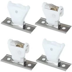 OSQI Lot De 4 Mécanismes De Verrouillage De Cordon Et Poulie De Renvoi De Cordon De Type Pivotant En Plastique Blanc Et Support En Acier Inoxydable Pour Stores Romains En Bois Tissé Et Stores En Bambou
