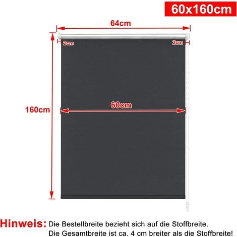 UISEBRT Store Enrouleur Occultant Thermique Klemmfix Sans Perçage - Avec Cordon De Serrage Latéral - Anthracite - 60 X 160 Cm 4 UISEBRT Store Enrouleur Occultant Thermique Klemmfix Sans Perçage - Avec Cordon De Serrage Latéral - Anthracite - 60 X 160 Cm – Image 2