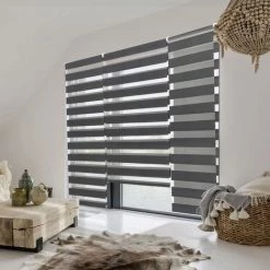 IDMARKET Store Enrouleur Zébré Jour Nuit 60 X 170 Cm Gris - Gris -Promos Store Boutique 8430991 3