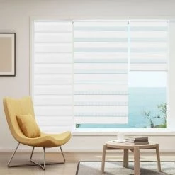 IDMARKET Store Enrouleur Zébré Jour Nuit 90 X 170 Cm Blanc - Blanc -Promos Store Boutique 8430992 3