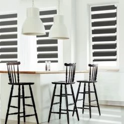 IDMARKET Store Enrouleur Zébré Jour Nuit 70 X 120 Cm Gris - Gris